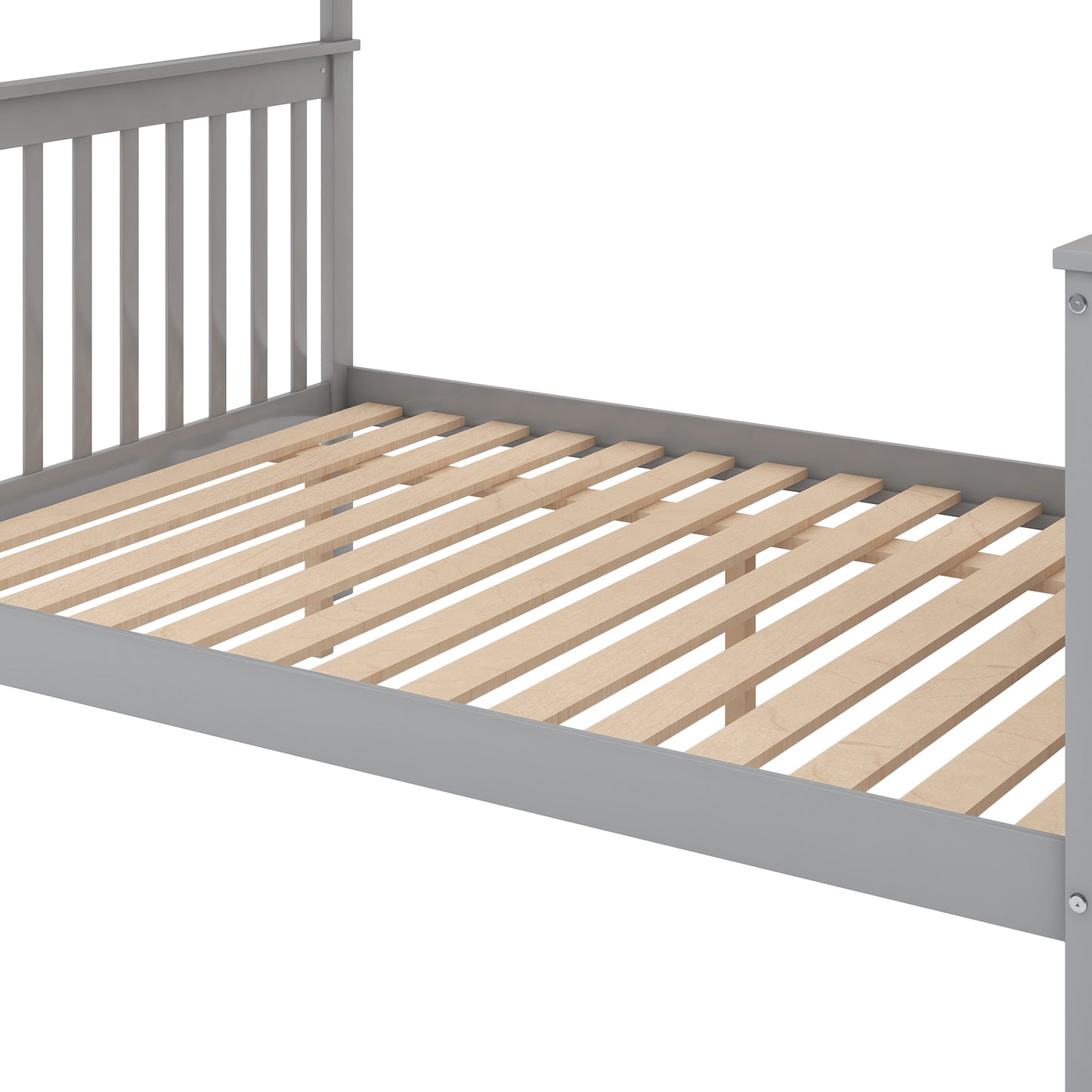 Bunk Bed with Trundle and Staircase Gray