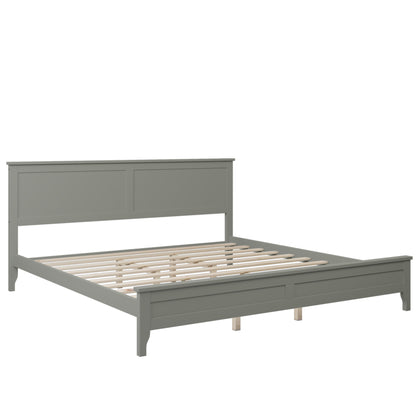 Modern Grey Solid Wood King Platform Bed