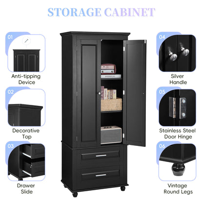 Large storage cabinet with two drawers.