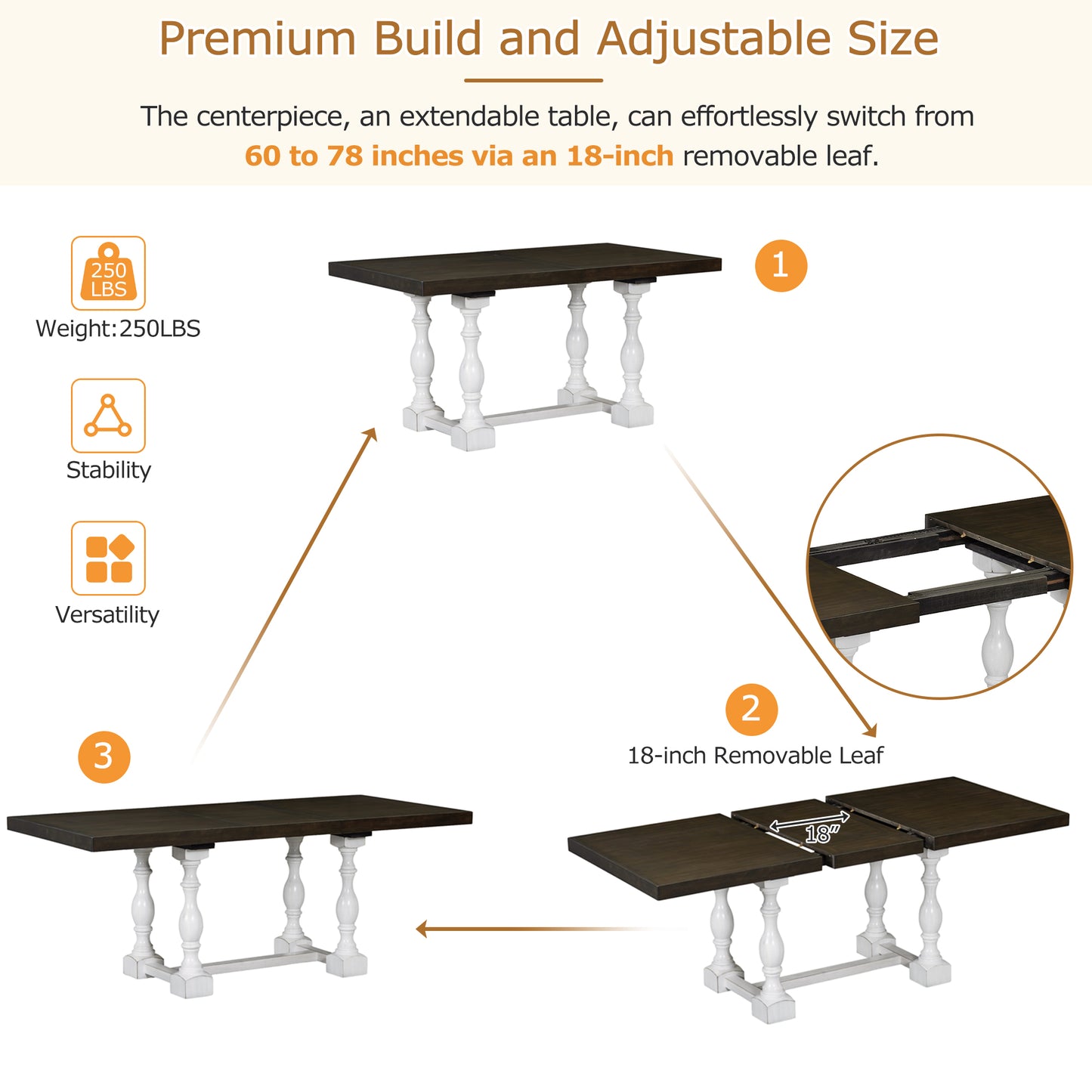 kitchen table set with 1 bench and 4 chairs (6 pieces)