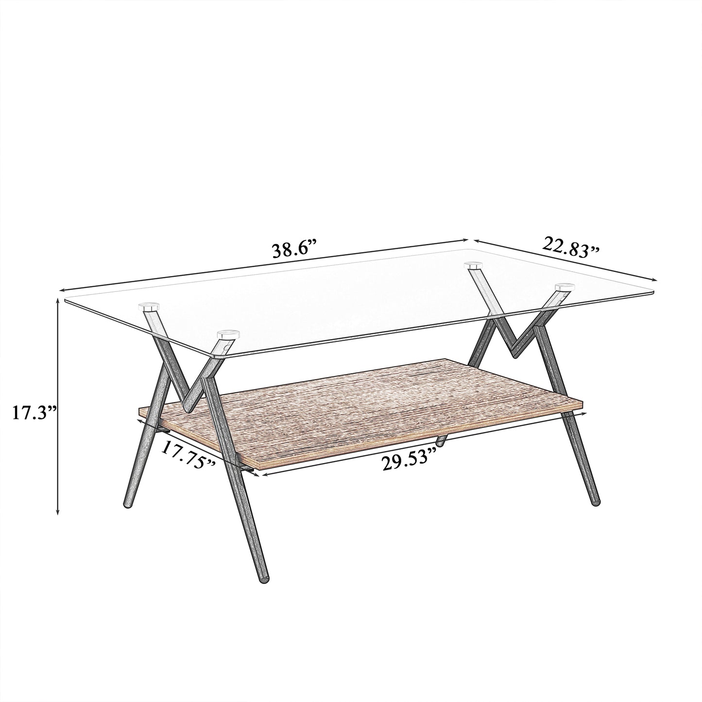 Mesa de centro moderna con cristal templado.