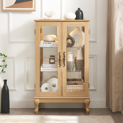 Armoire à double porte avec portes vitrées trempées.