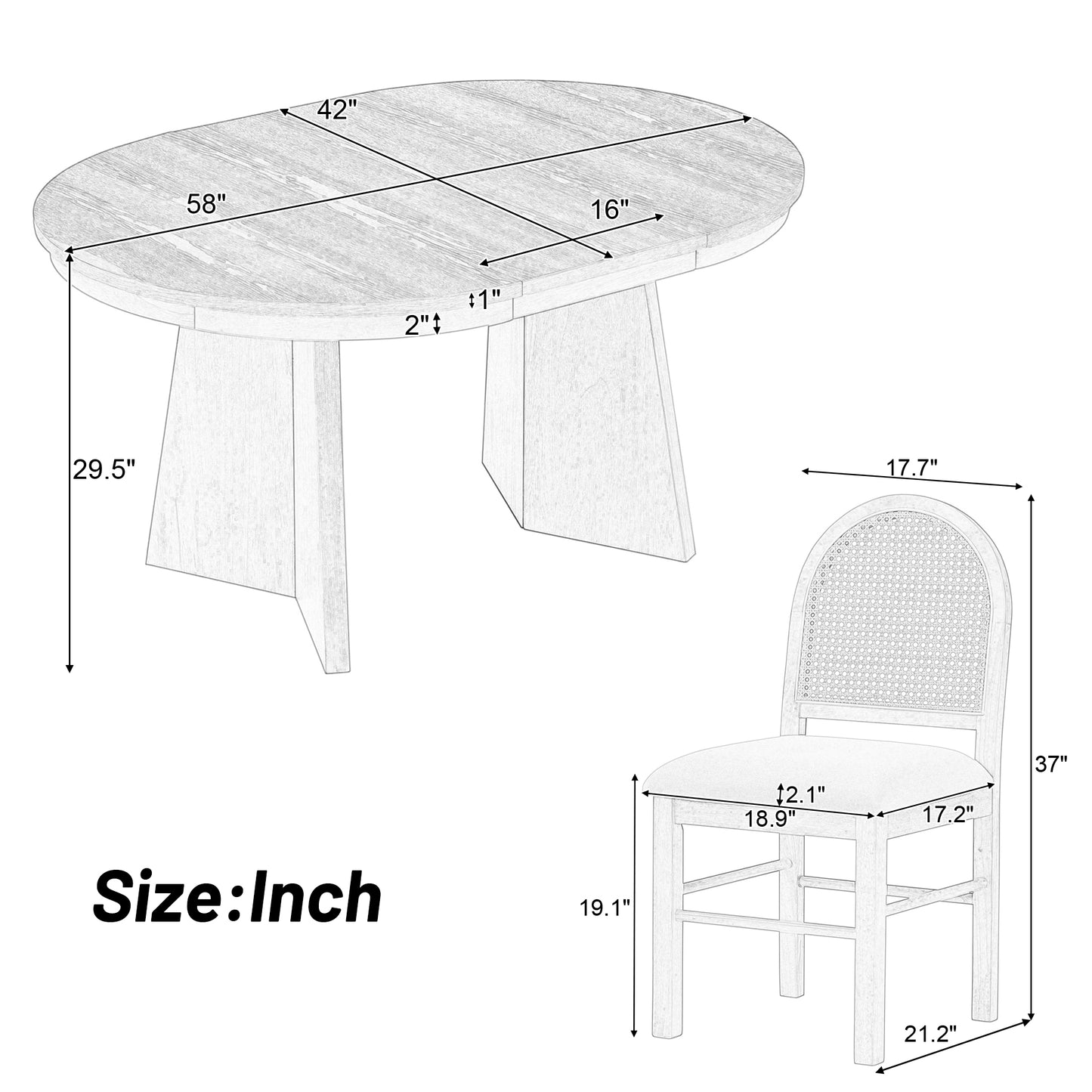 Juego de mesa de comedor de 5 piezas.