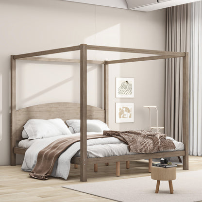 King Size Canopy Platform Bed with Headboard.