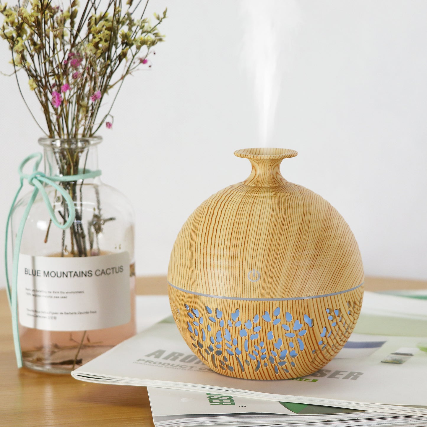 New Hollow Wooden Humidifier (USB+130ml)