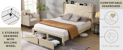 Full size bed frame with 2 drawers.