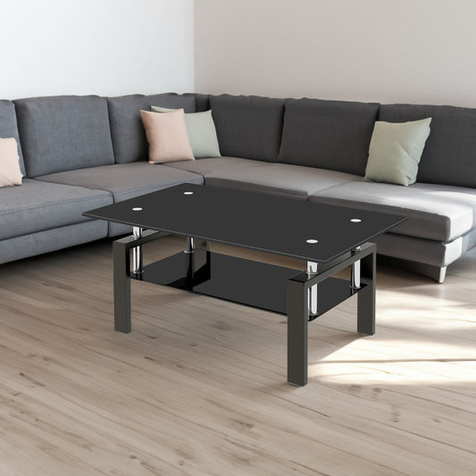 Black tempered glass coffee table