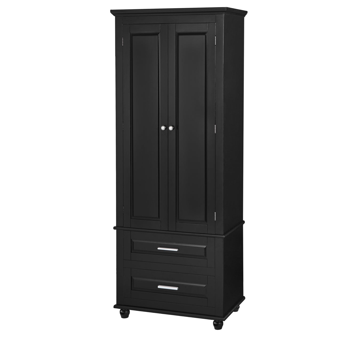 Large storage cabinet with two drawers.