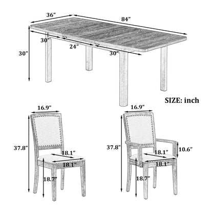 Juego de mesa de comedor extensible (9 piezas)