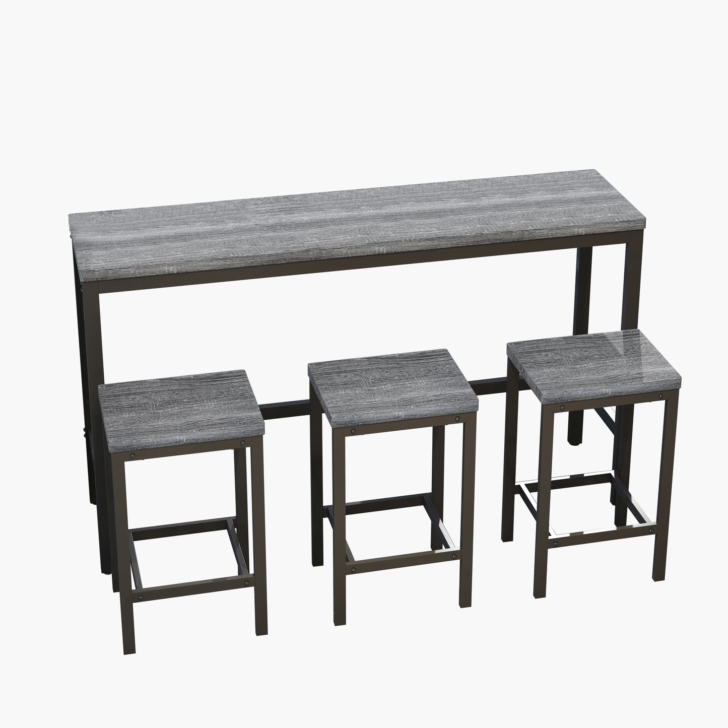 Mesa de comedor moderna, mesa de pub, mesa de comedor larga con 3 taburetes