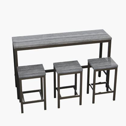 Modern Dining Table Pub Table Long Dining Table with 3 Stools