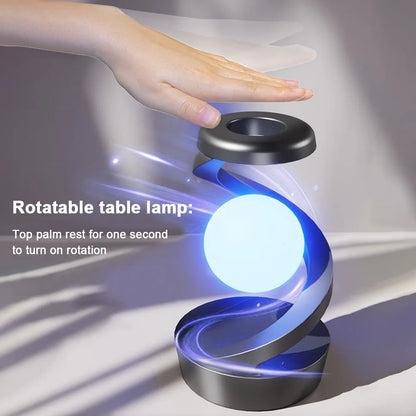 Floating and rotating table lamp in the air with RGB LED solar lamp