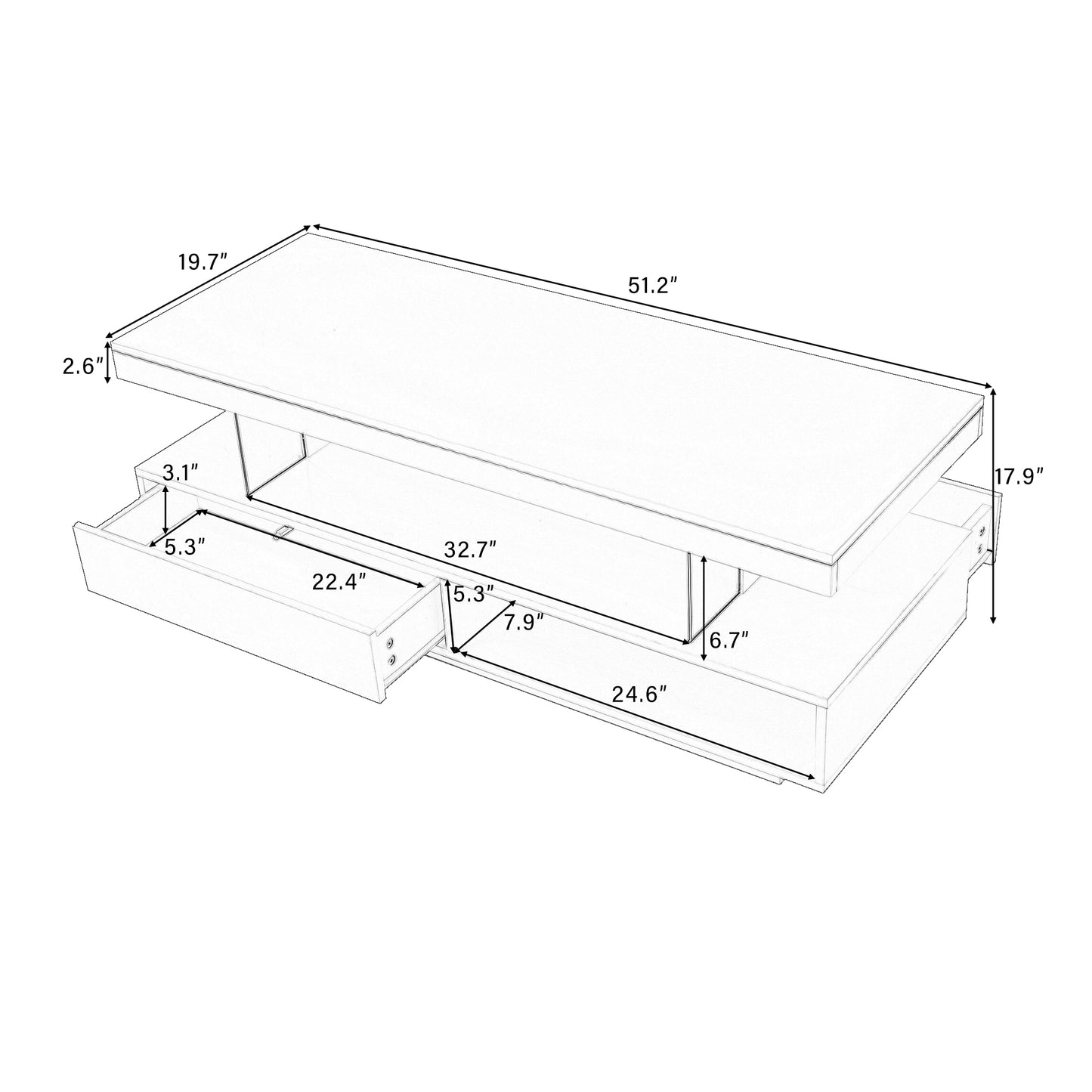 Mesa de centro con LED integrado