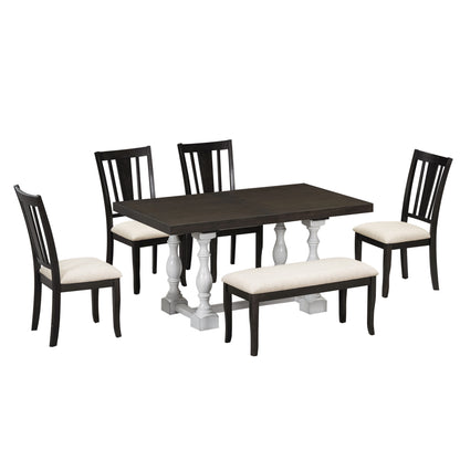 kitchen table set with 1 bench and 4 chairs (6 pieces)