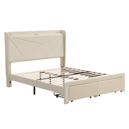 Full size bed frame with 2 drawers.