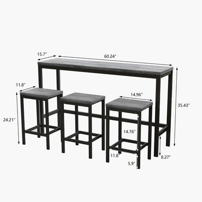 Modern Dining Table Pub Table Long Dining Table with 3 Stools