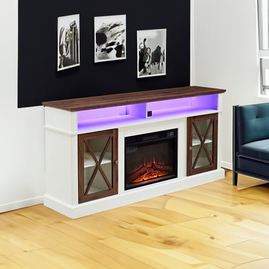 TV cabinet with an integrated fireplace.