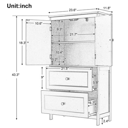 Mueble de baño almacenaje, mueble con dos puertas y cajones, balda regulable.