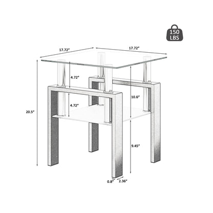 Set of two modern tempered glass side tables