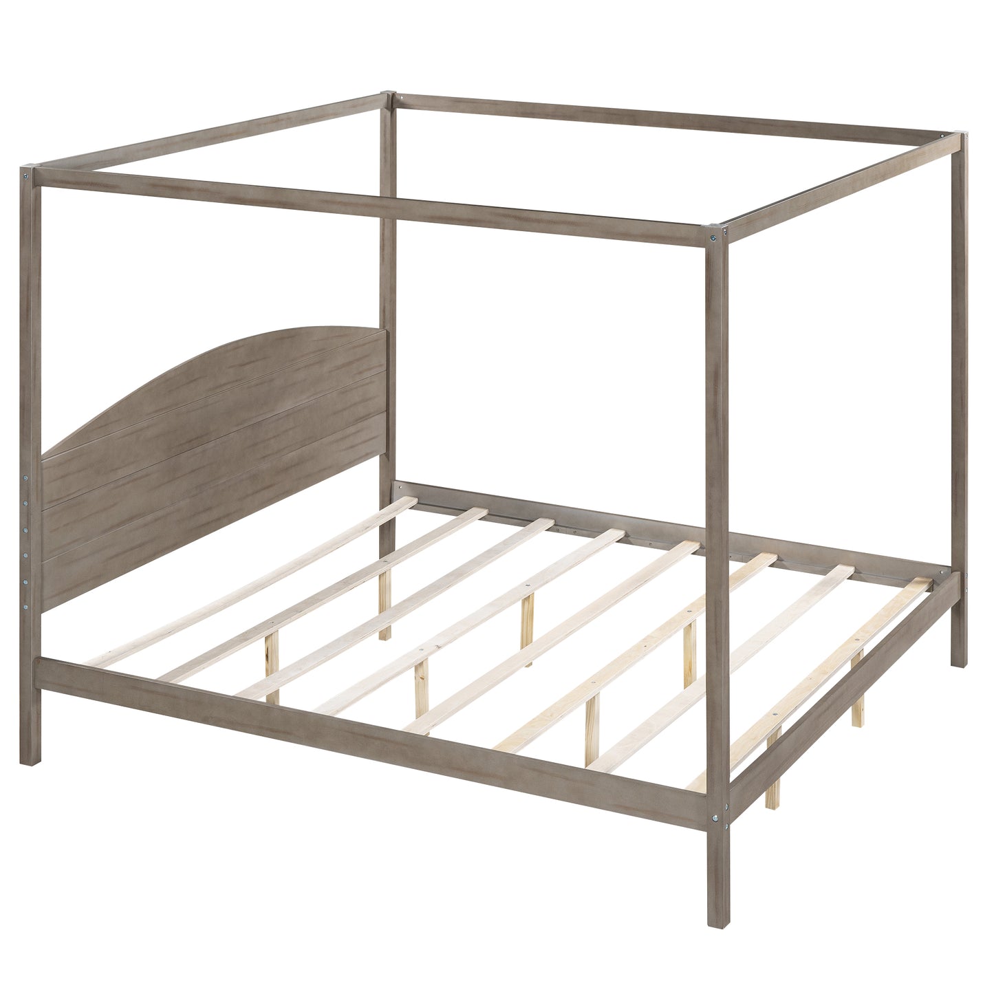 King Size Canopy Platform Bed with Headboard.