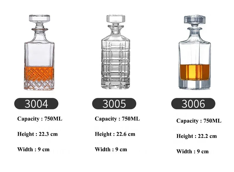 Décanteur de whisky en cristal, sans plomb, 750 ml