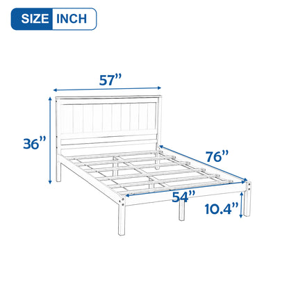 Platform bed frame with headboard.