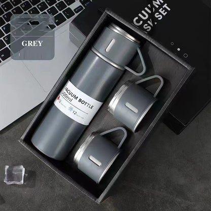 Coffret de tasses portable en acier inoxydable à trois couvercles