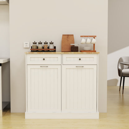 Meuble de rangement pour poubelles de cuisine.