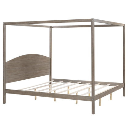 King Size Canopy Platform Bed with Headboard.