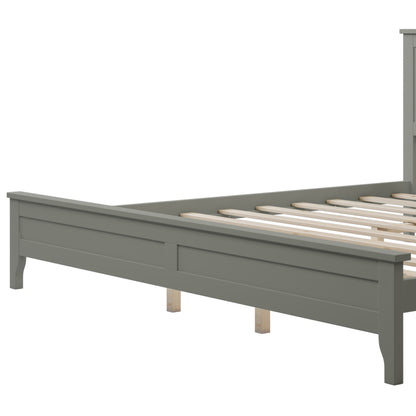 Cama King moderna de madera maciza gris con plataforma