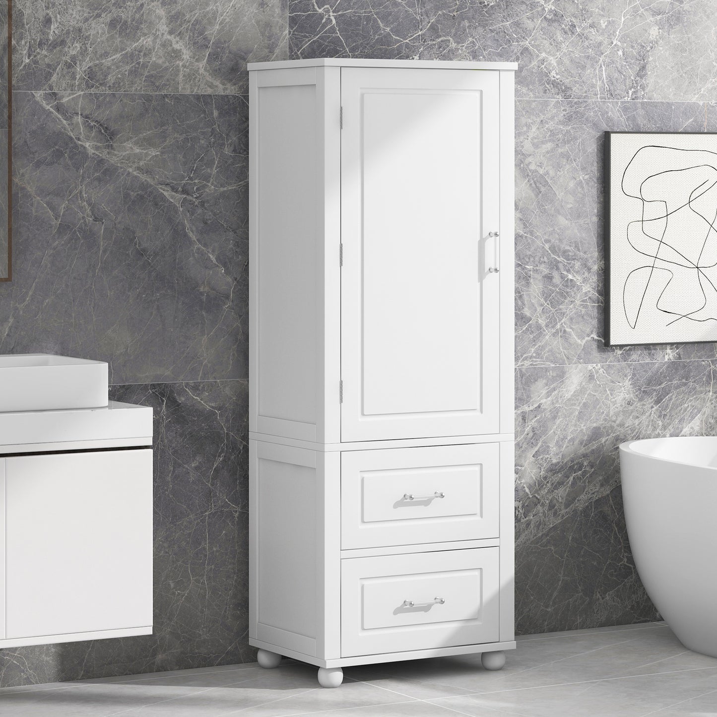 Large bathroom storage cabinet.