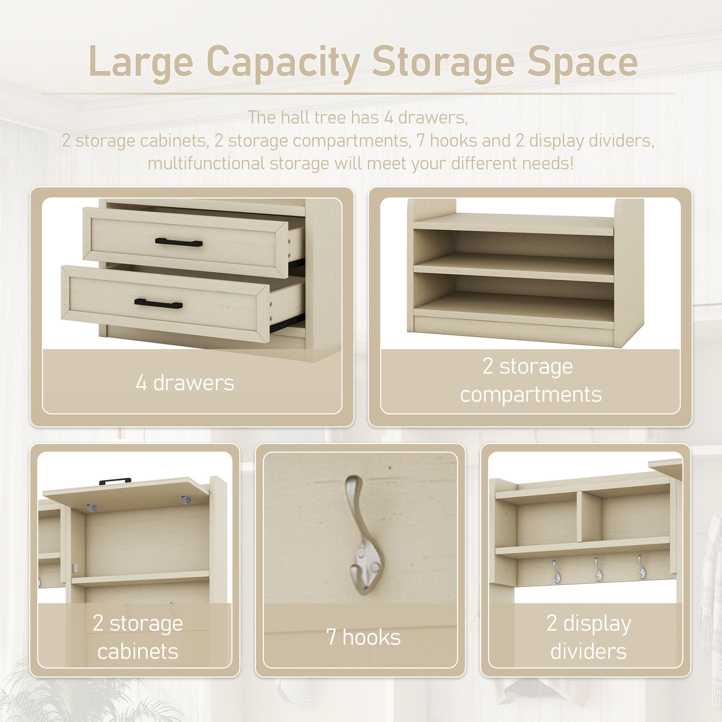 Large four-in-one piece of furniture with drawers and cabinets.