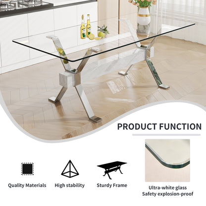 Modern Tempered Glass Dining Table 79"x39"x30" 1105