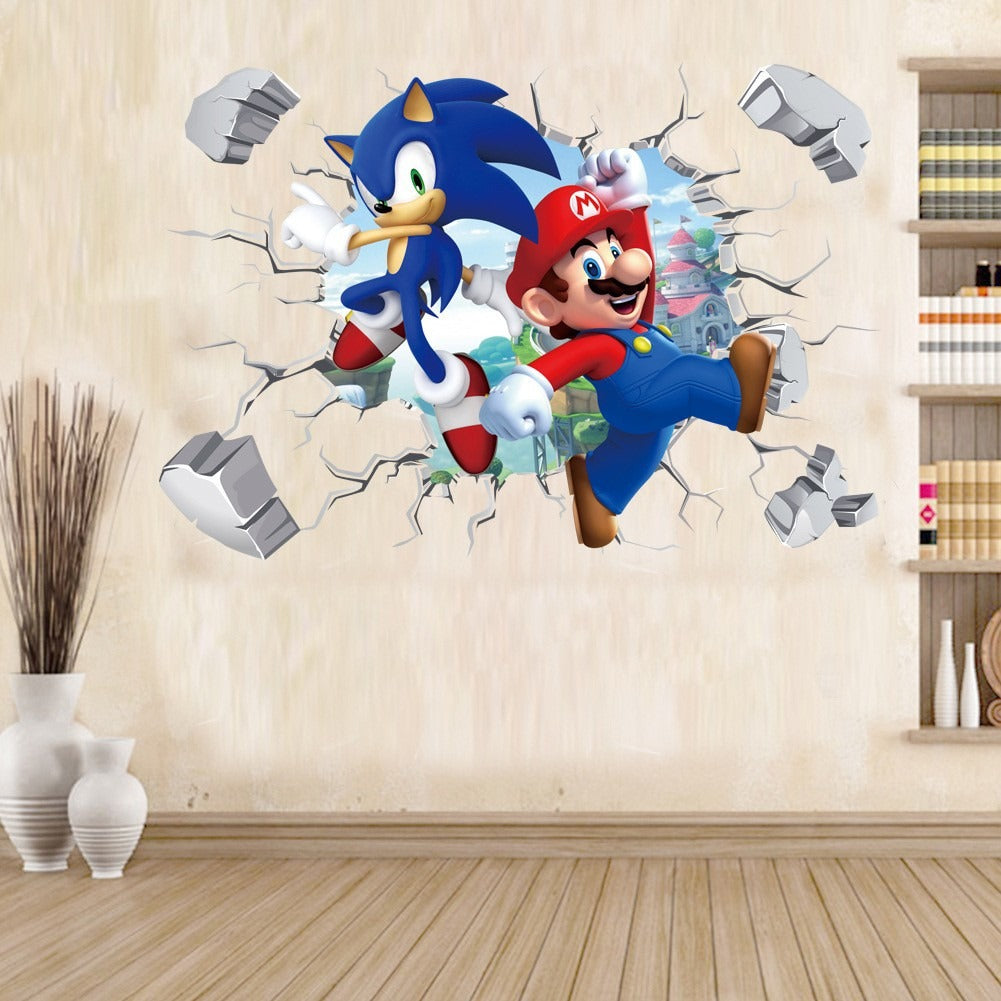 Autocollant mural (mario et sonic)