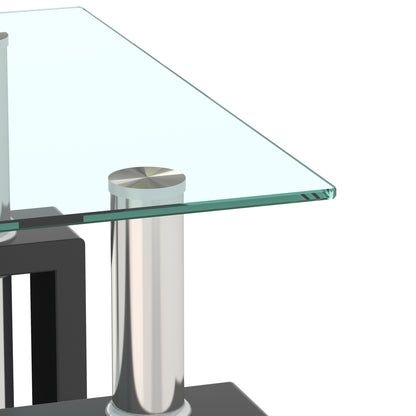 Set of two modern tempered glass side tables