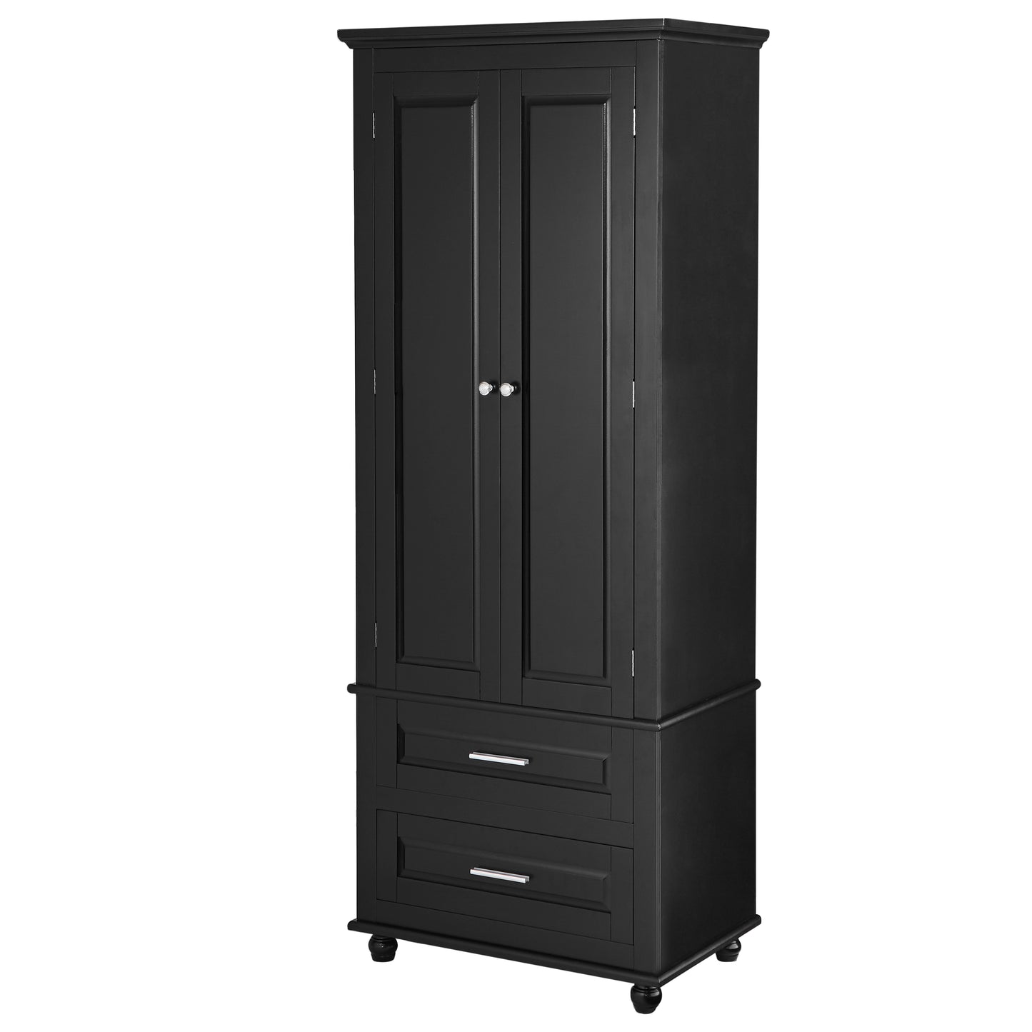 Large storage cabinet with two drawers.