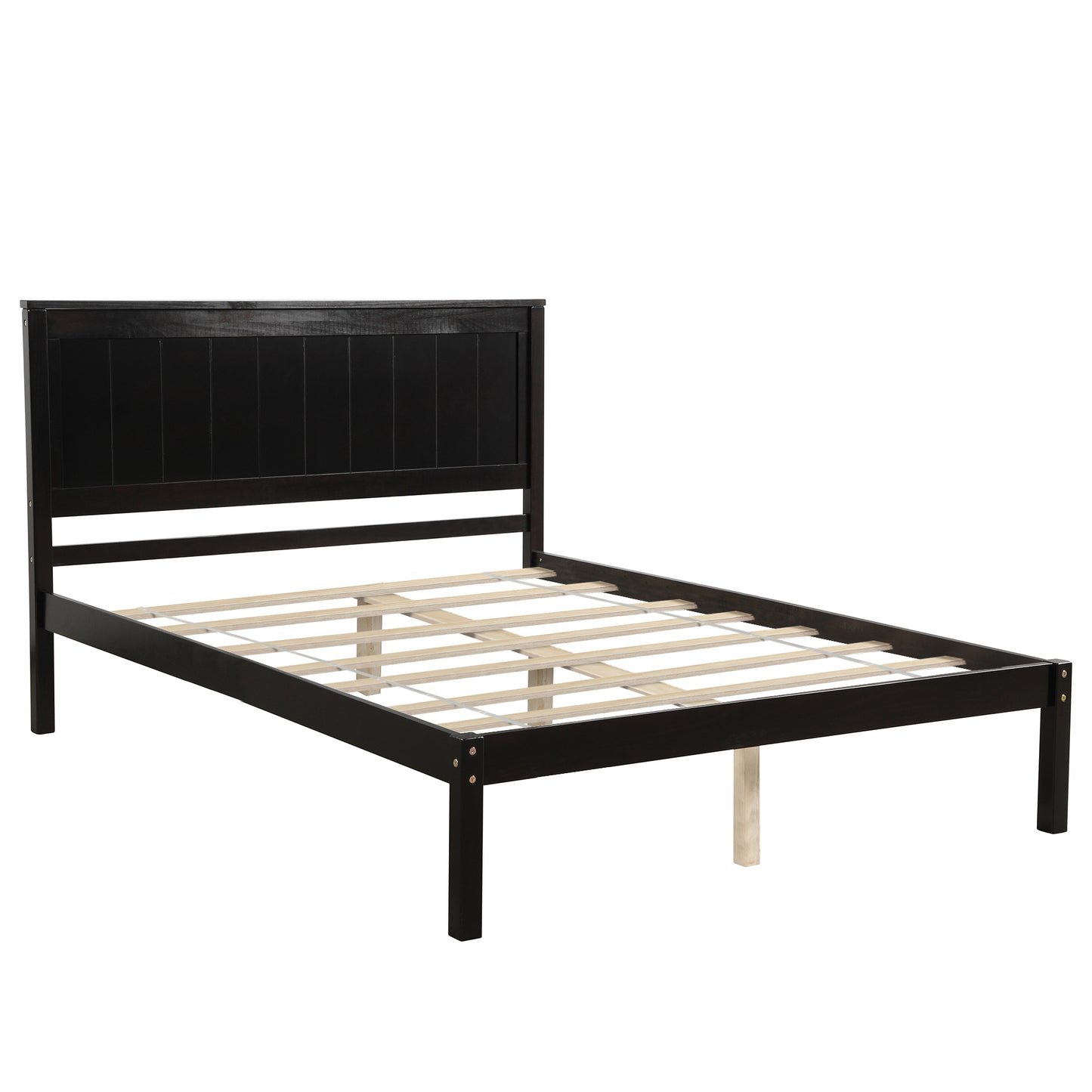 Platform bed frame with headboard.