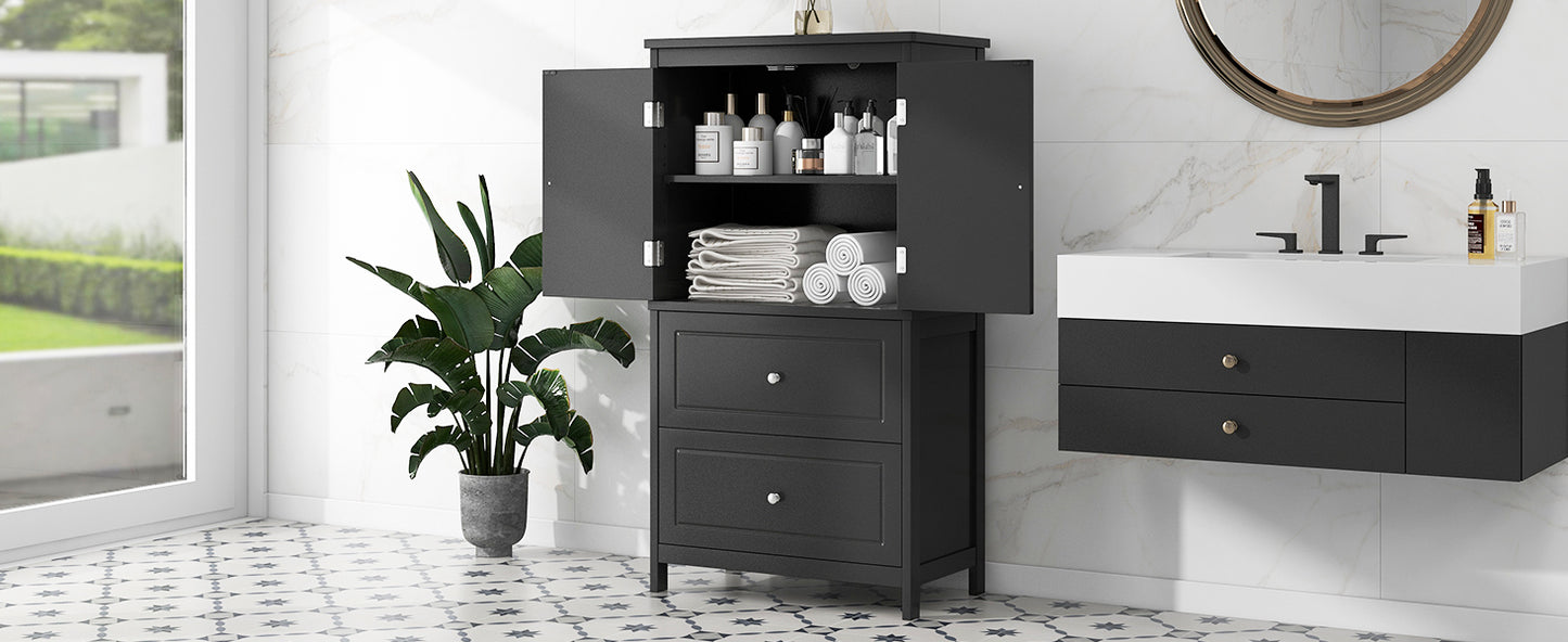 Mueble de baño almacenaje, mueble con dos puertas y cajones, balda regulable.