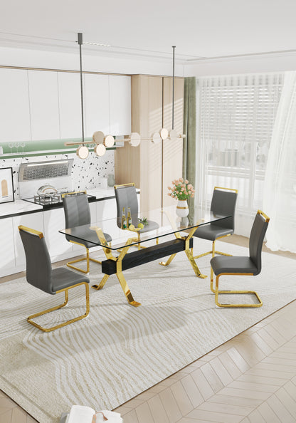 Modern tempered glass dining table.