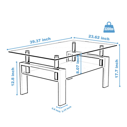 Mesa de centro de cristal templado 