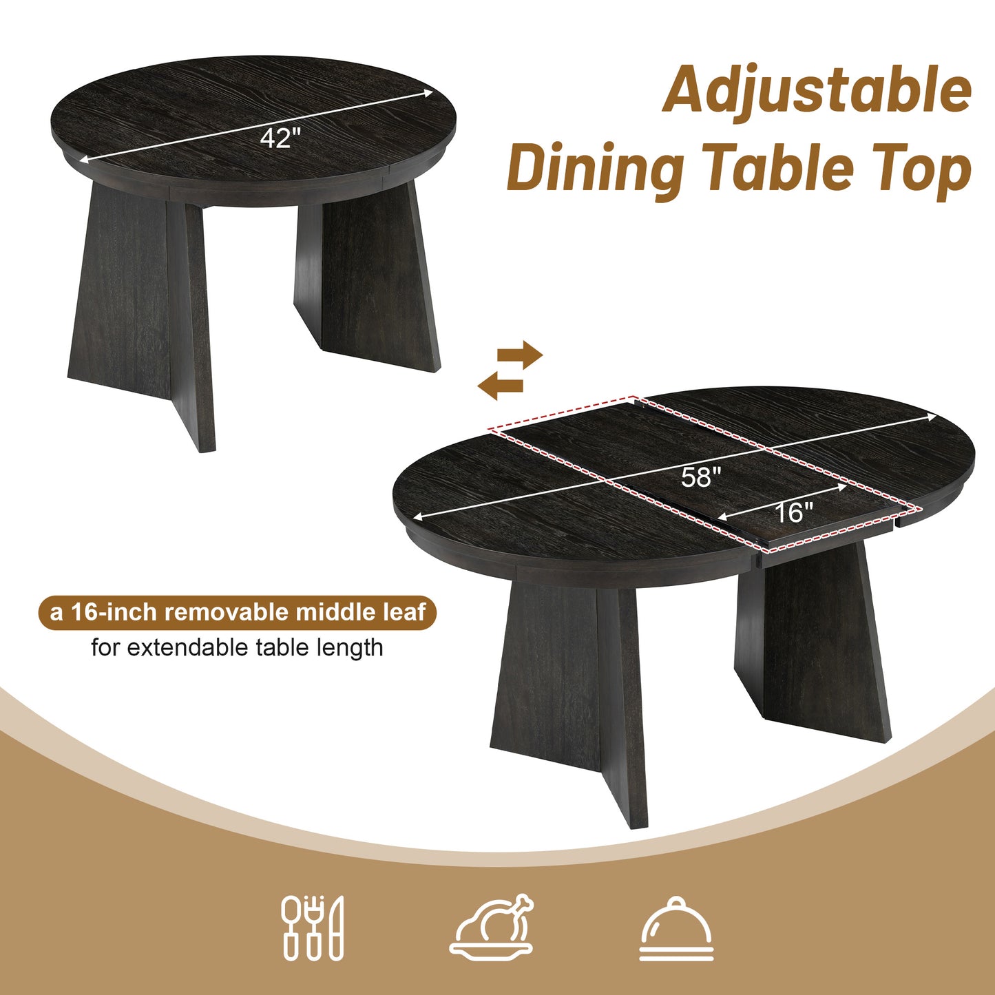 Juego de mesa de comedor de 5 piezas.