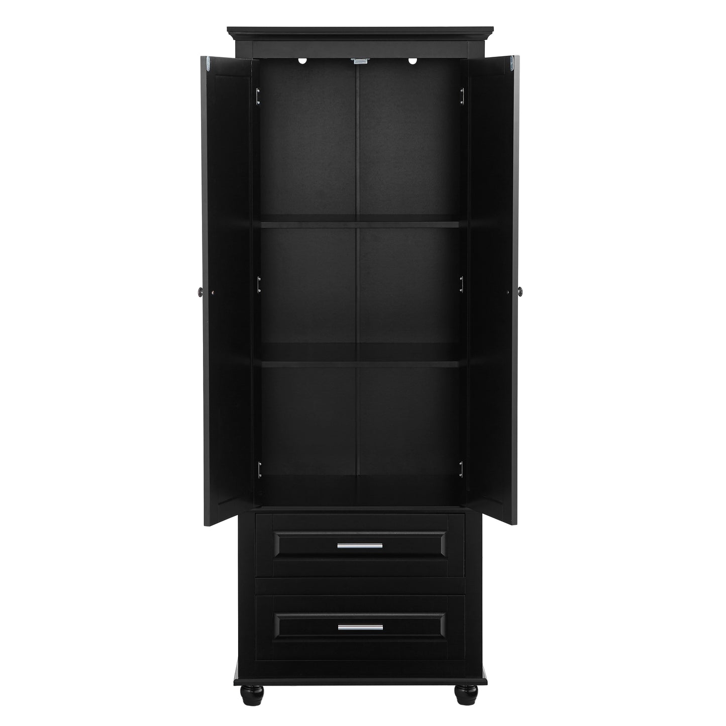 Large storage cabinet with two drawers.