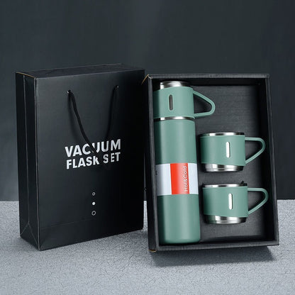 Coffret de tasses portable en acier inoxydable à trois couvercles