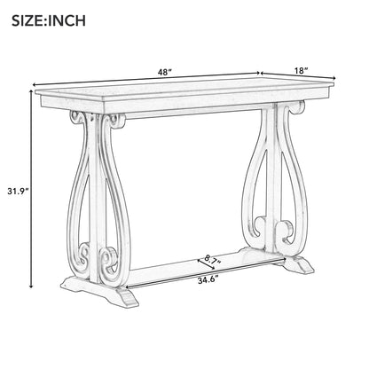 48 inch rustic vintage console table.