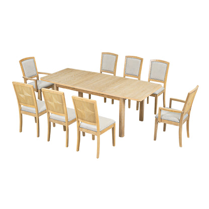 Juego de mesa de comedor extensible (9 piezas)