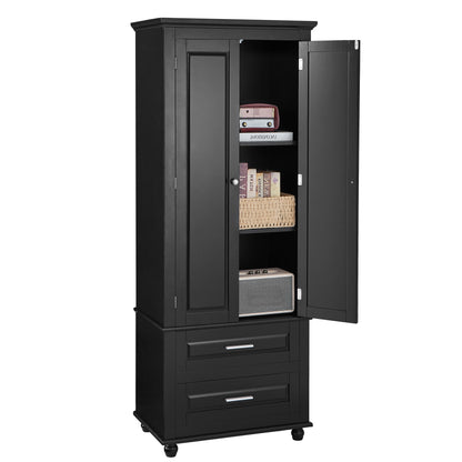 Large storage cabinet with two drawers.