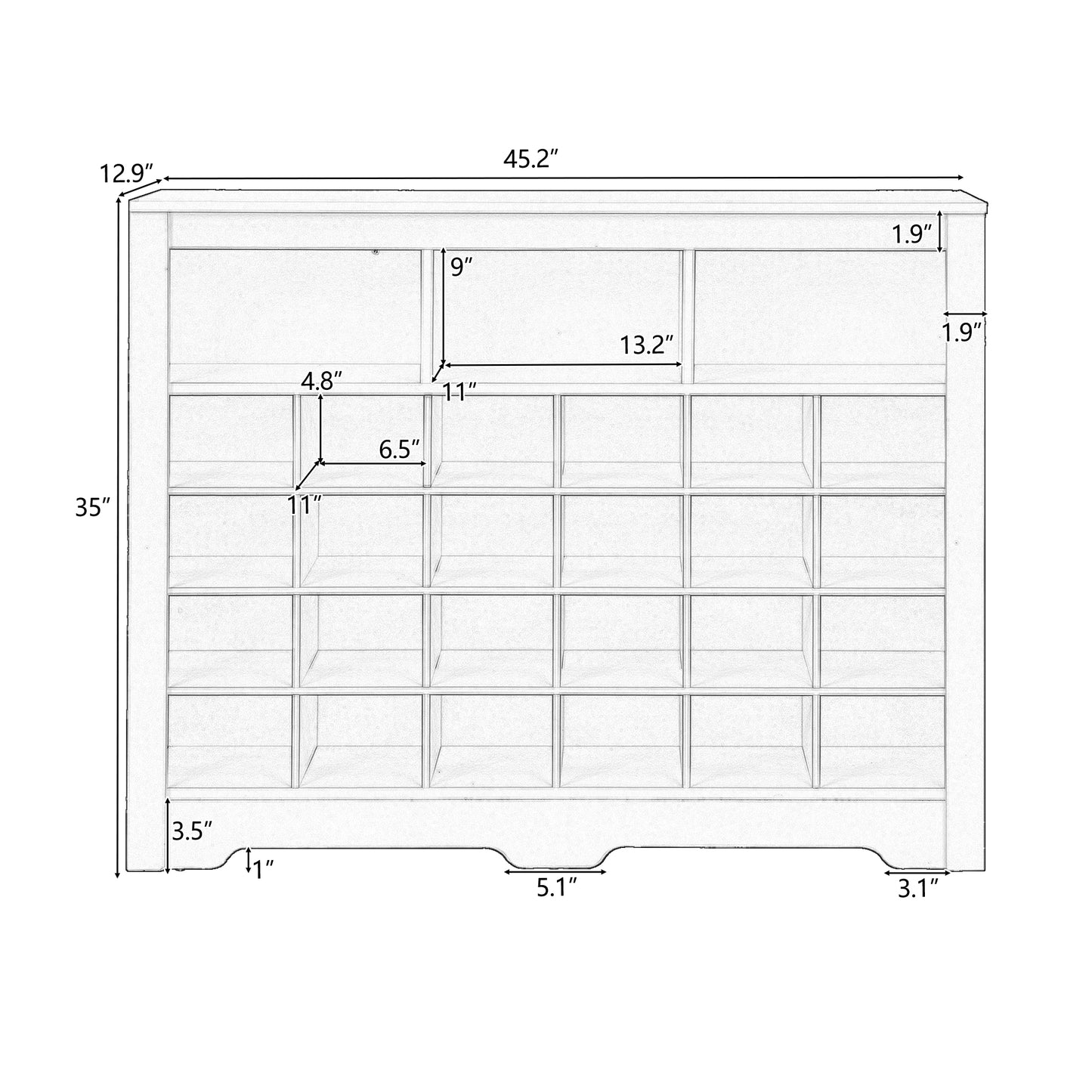 Entrance storage unit for shoes.