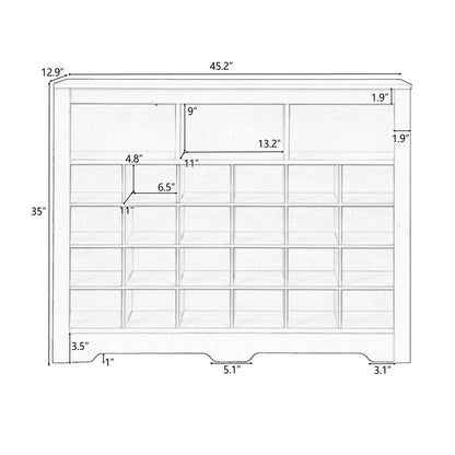 Entrance storage unit for shoes.