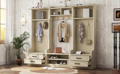 Large four-in-one piece of furniture with drawers and cabinets.