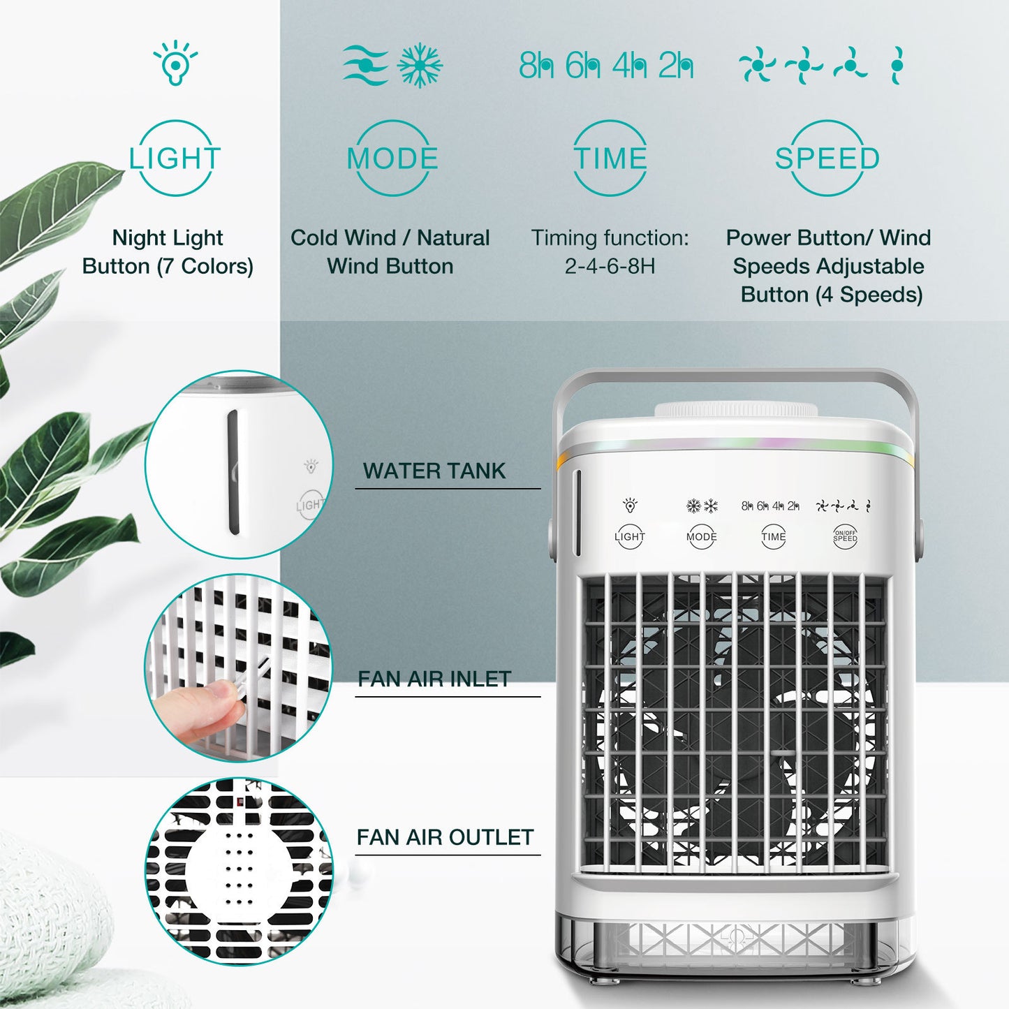 4-Speed ​​Portable Electric Air Conditioner (USB)